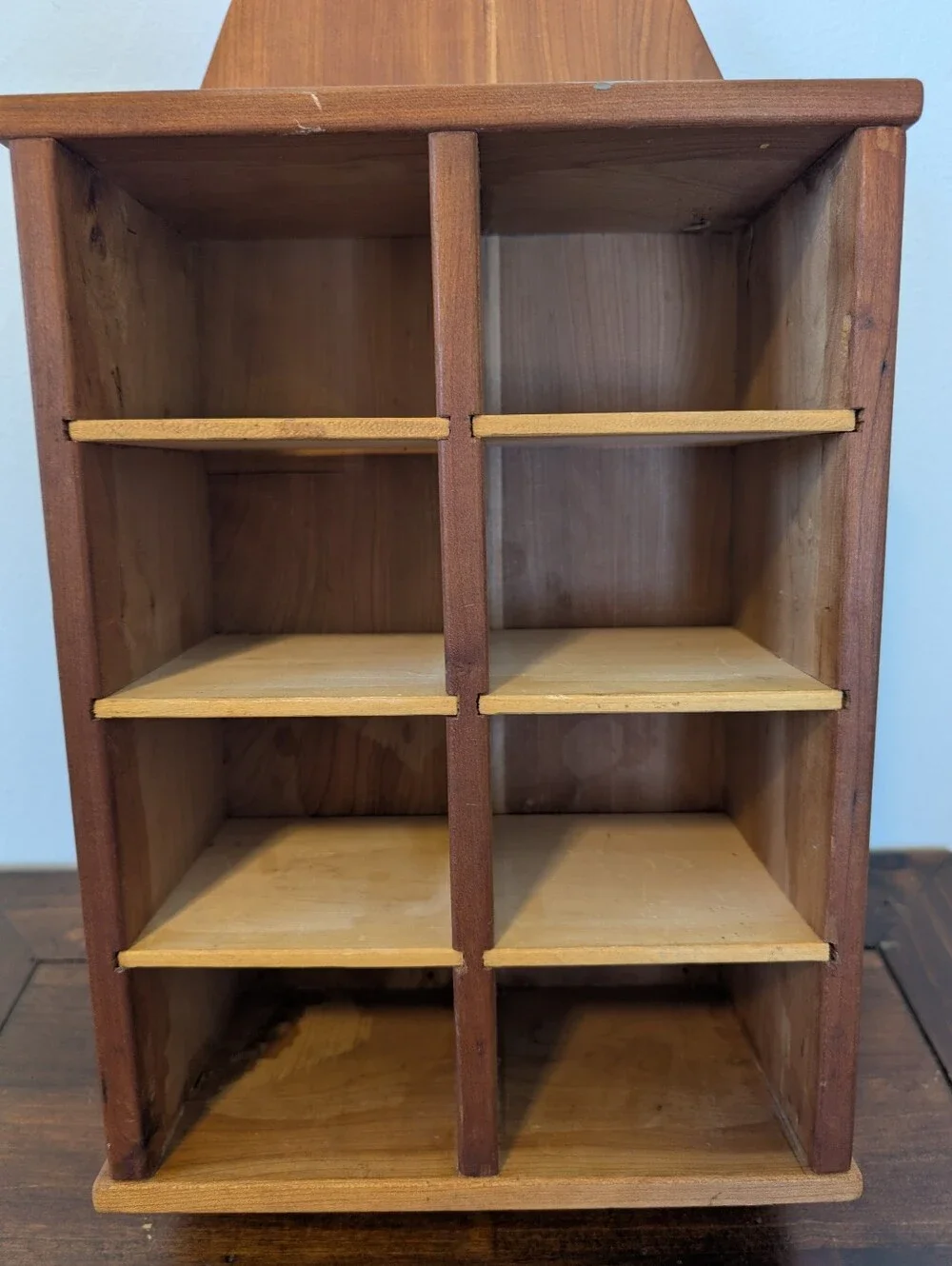 Vintage, solid wood, hanging curio cabinet